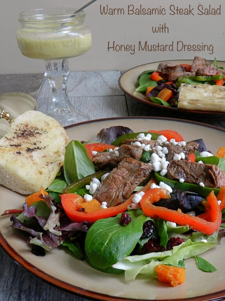 Warm Balsamic Steak Salad with Honey Mustard Dressing