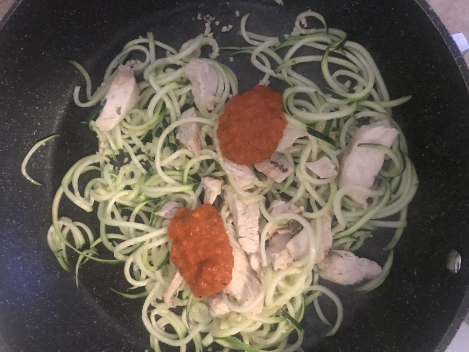 Red Pepper Sauce with Chicken and Zoodles